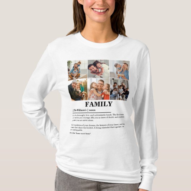 Personlig 6-bildskollage Familjedefinition T Shirt (Framsida)
