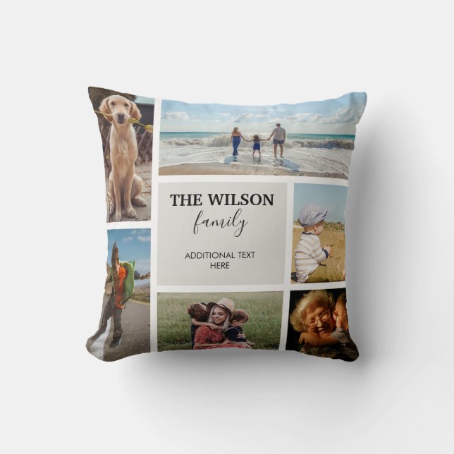 Personlig 6 Fotofamiljeminneskollage Kudde (Framsida)