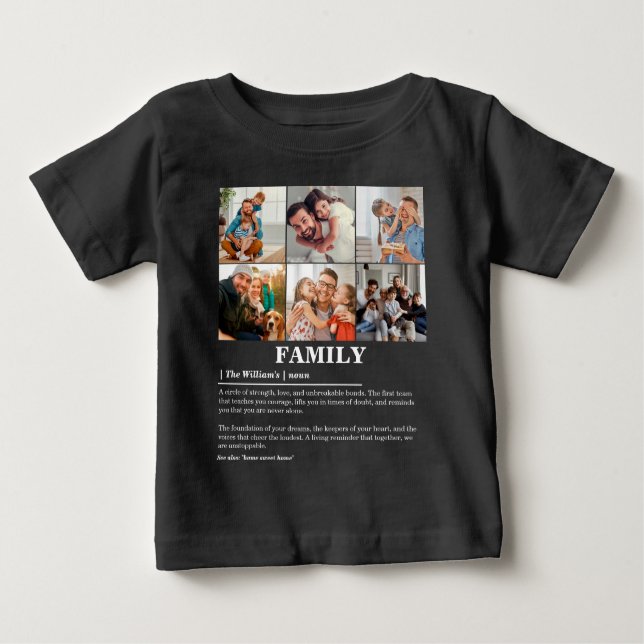 Personlig 6 Fotokollage-familjdefinition T Shirt (Framsida)