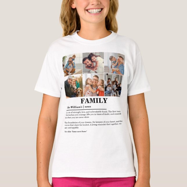 Personlig 6 Fotokollage-familjdefinition T Shirt (Framsida)