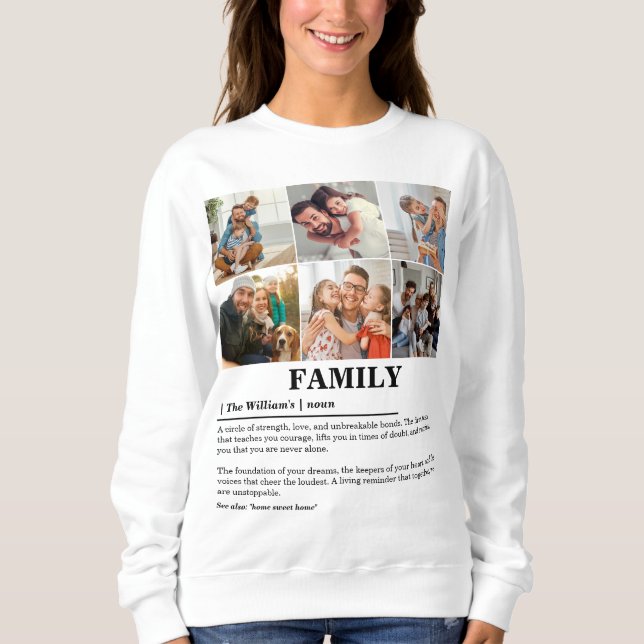 Personlig 6 Fotokollage-familjdefinition T Shirt (Framsida)