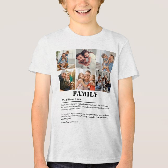 Personlig 6 Fotokollage-familjdefinition T Shirt (Framsida)