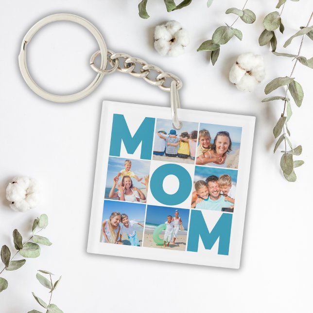Personlig 6 Fotokollage för Mamma Mors dag (Personalized 6 Photo Collage for Mom - Mothers Day Keychain
)