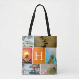 Personlig 6 Monogrammed Orange för fotokollage Tygkasse