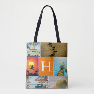 Personlig 6 Monogrammed Orange för fotokollage Tygkasse