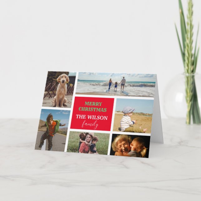 Personlig 6 Photo Family Collage jul Helgkort (Framsida)