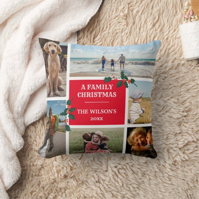 Personlig 6 Photo Family Collage jul Kudde (Filt)