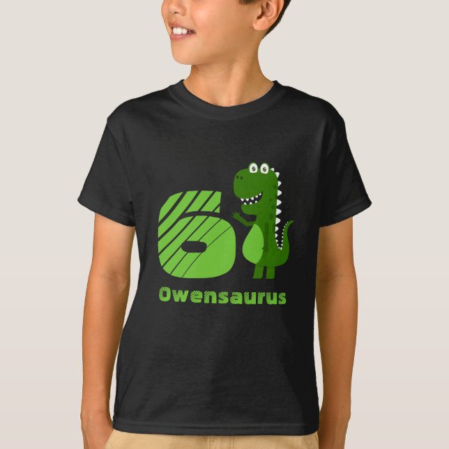 Personlig 6e Birthday Dinosaur T Shirt (Framsida)