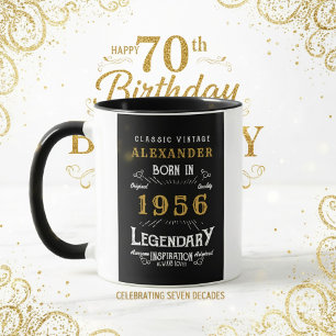 Personlig 70-årsdag Född 1956 Vintage Svart Mugg