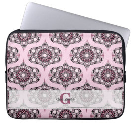 Personlig 70: Dusky Ro Cherry Blommar Mandala Laptop Fodral