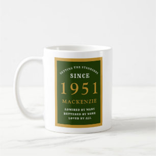 Personlig 70:e födelsedag 1951 Eleganten Guld Grön Kaffemugg