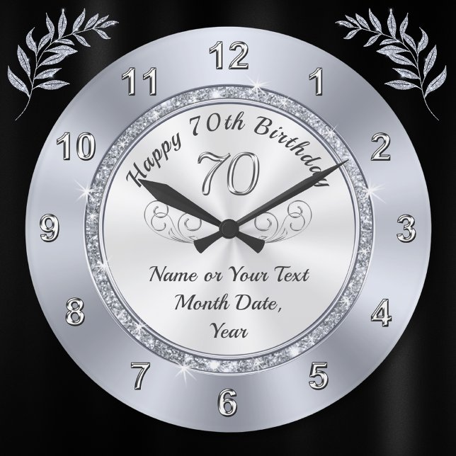 Personlig 70:e födelsedag Presenter för henne Stor Klocka (70th birthday gift for dad. 70th birthday gift for mom, sister, friend. 70 year birthday gift. )