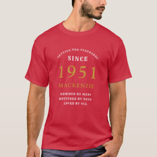 Personlig 70:e födelsedagen 1951 Guld Red Pappa T Shirt