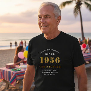 Personlig 70:e födelsedagen 1956 Namn Black Guld T Shirt