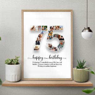 Personlig 75:e Birthday Photo Collage Poster