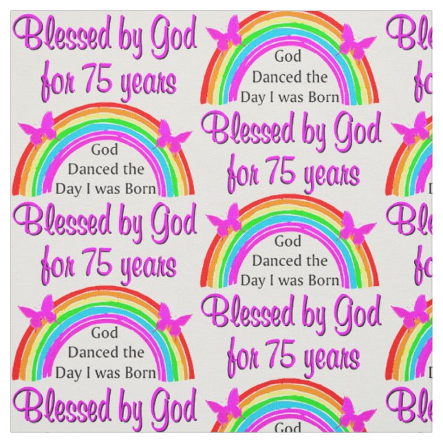 PERSONLIG 75:E BIRTHDAY RAINBOW DESIGN TYG (Provkarta)
