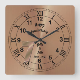 Personlig 7:e Copper-årsdag Gift Idea Fyrkantig Klocka
