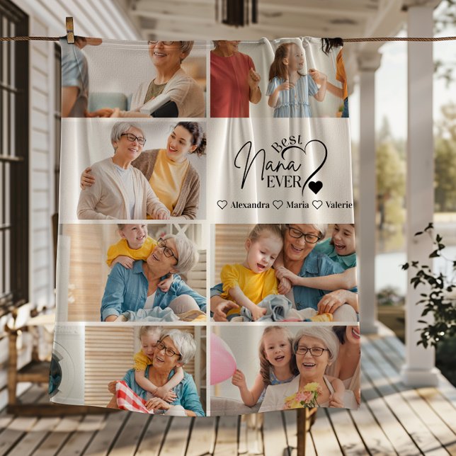 Personlig 7 Foto Bästa Mormor Någonsin Minimalisti Fleecefilt (Skapare uppladdad)