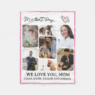 Personlig 7-Foto Fleece Blanket för Mamma