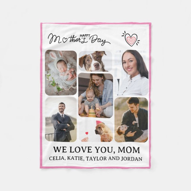 Personlig 7-Foto Fleece Blanket för Mamma (Framsidan)