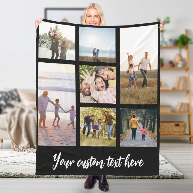 Personlig 7 Fotokollage Fleecefilt (Skapare uppladdad)