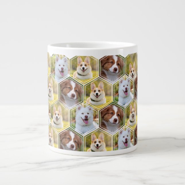 Personlig 7 Photo Collage Hexagon Coffee Mugg Jumbo Mugg (Framsidan)