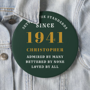 Personlig 80:e födelsedag 1941 Elegant Grönt Guld Knapp