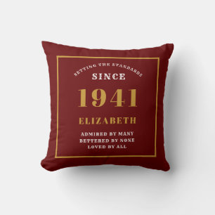 Personlig 80:e födelsedagen 1941 Elegant Chic Red Kudde