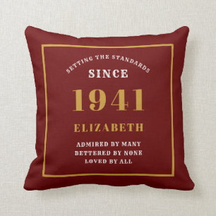 Personlig 80:e födelsedagen 1941 Elegant Chic Red Kudde