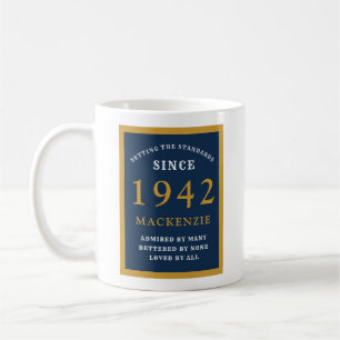 Personlig 80:e födelsedagen 1942 Eleganten Blå Gul Kaffemugg