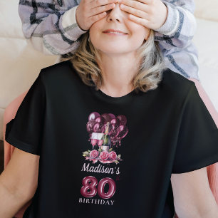 Personlig 80:e födelsedagen: Vin & ballonger T Shirt