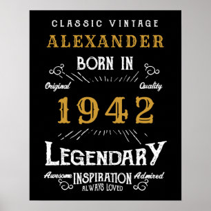 Personlig 80 födelsedag Born 1942 Vintage svart Poster