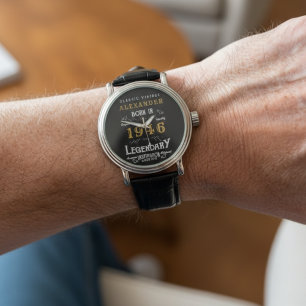 Personlig 80 födelsedag Born 1946 Vintage svart Armbandsur