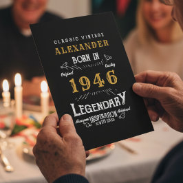 Personlig 80 födelsedag Born 1946 Vintage svart Kort
