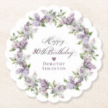 Personlig 80: Lila Lilac Flower Underlägg Papper<br><div class="desc">Lägg till en speciell beröring till din party-dekoration med dessa personlig pappra underlägg. Det tar bara några minuter att lägga till ett namn. Den mjuka vattenfärgade lilac-andean är perfekt för en vår-födelsedag eller en kvinna som bara kärlek lilacs. Kammustiken är elegant och sofistikerad och matchar födelsedagsinbjudan. Denna punkt ingår i...</div>