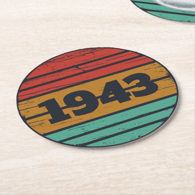 Personlig 80 vintagars 80-årsdag underlägg papper rund (Vinklad)