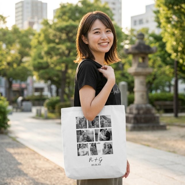 Personlig 8-bilds collage-handväska tygkasse (Skapare uppladdad)