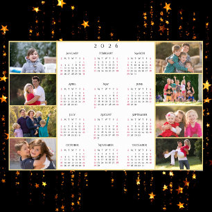 Personlig 8 familjefoto Collage 2026 kalender Poster