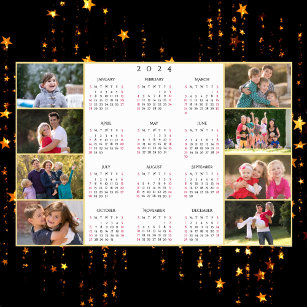 Personlig 8 Family Photo Collage 2024 Calendar Poster