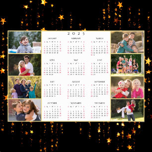 Personlig 8 Family Photo Collage 2025 Calendar Poster