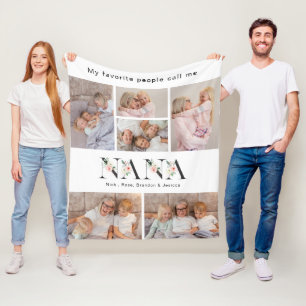 Personlig 8 Foto Blommig Alfabet Nana Fleecefilt
