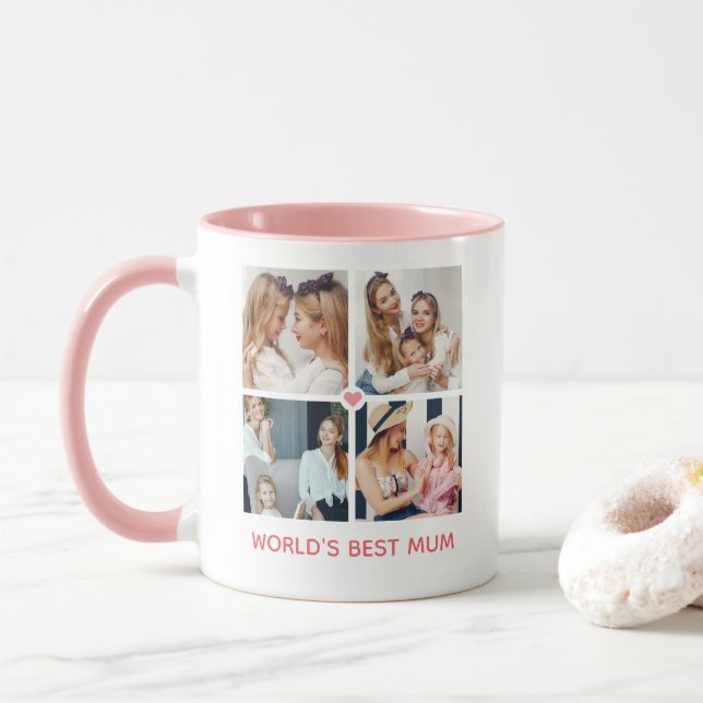 Personlig 8-foto 'Världens bästa mamma' Mugg (Med munk)