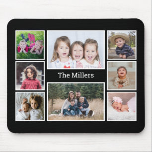 Personlig 8 Fotokollage Family Namn Black Musmatta