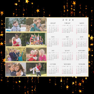 Personlig 8 Photo Collage Family 2024 Calendar