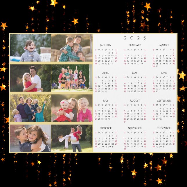 Personlig 8 Photo Collage Family 2025 Calendar (Personalized 8 Photo Collage Family 2025 Calendar)
