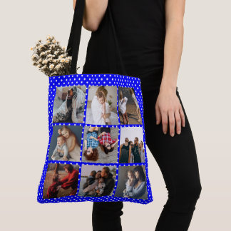 Personlig 8 Photo Collage Mors dag blue Tygkasse