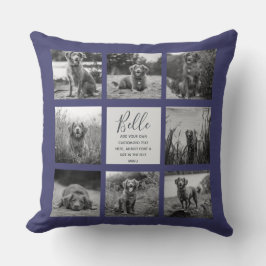 Personlig 8 Photo Collage Navy Blue Kudde