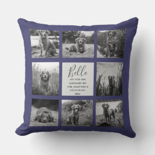 Personlig 8 Photo Collage Navy Blue Kudde