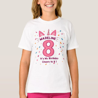 Personlig 8th Birthday Shirt for Girls T