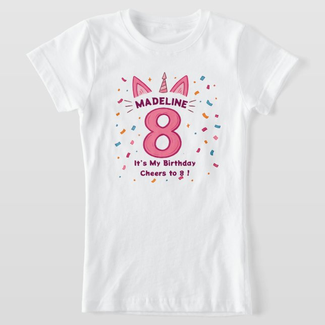 Personlig 8th Birthday Shirt for Girls T (Laydown)